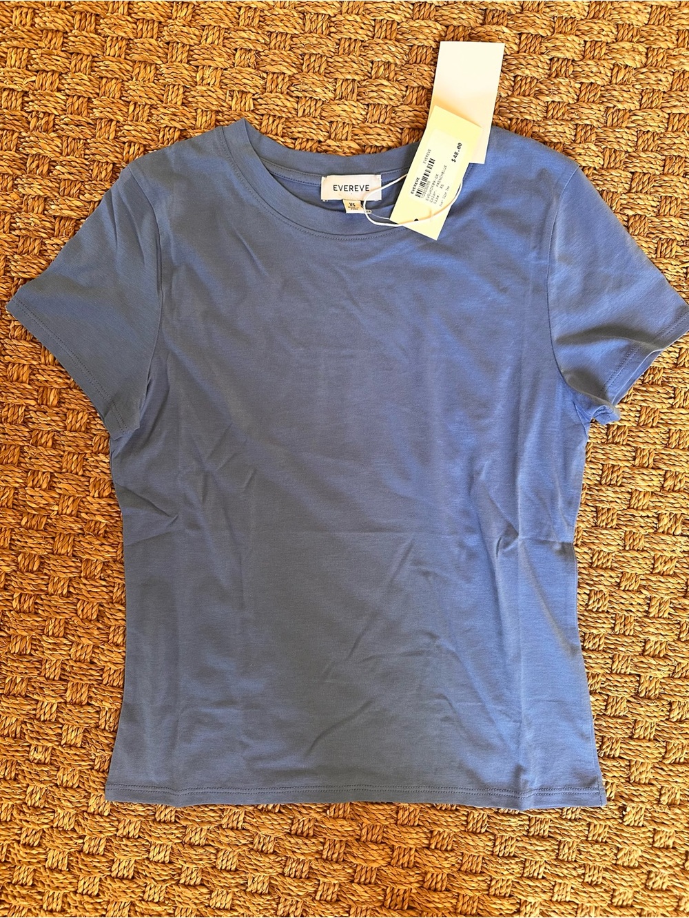 NWT Evereve Ever Slim Tee XS French Blue Pima Cotton Crew Neck T-Shirt